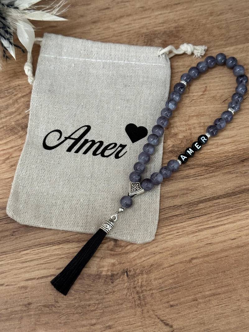 Gebetskette Schwarz Marmor Mit Geschenkbeutel, Tesbih, Geschenk, Gebetsketten, Islam, Eid, Ramadan Gebetskette Schwarz Marmor Mit Geschenkbeutel, Tesbih, Geschenk, Gebetsketten, Islam, Eid, Ramadan von MedinaHandmadeShop