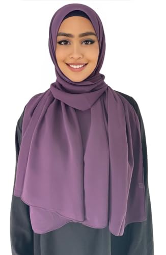 Hijab Kopftuch Muslimisches Kopftuch Chiffon kopftuch 180x70cm groß Islamisches Kopftücher für Damen & Mädchen (Lila-#7) von Medinah