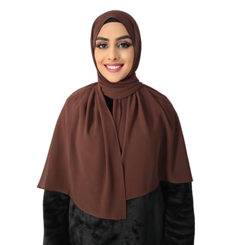 Medinah Hijab Kopftuch Muslimisches Kopftuch Chiffon kopftuch 180x70cm groß Islamisches Kopftücher für Damen-Made in Turkey (Haselnussbraun-#10) von Medinah