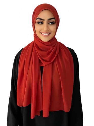 Medinah Hijab Kopftuch Muslimisches Kopftuch Chiffon kopftuch 180x70cm groß Islamisches Kopftücher für Damen-Made in Turkey (Kirschrot-#12) von Medinah