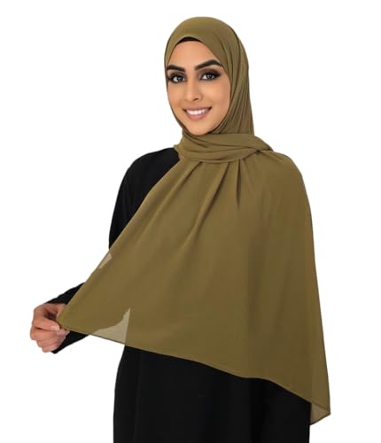 Medinah kopftuch moderne hijab kopftuch-Frauen Premium Chiffon Hijab Kopftücher, hijab aus leichtem Stoff- kopftuch damen 180X70cm groß, aus hochwertigem Stoff (Moorbraun #21) von Medinah