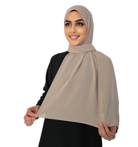 Medinah kopftuch moderne hijab kopftuch-Frauen Premium Chiffon Hijab Kopftücher, hijab aus leichtem Stoff- kopftuch damen 180X70cm groß, aus hochwertigem Stoff (Taupe #24) von Medinah
