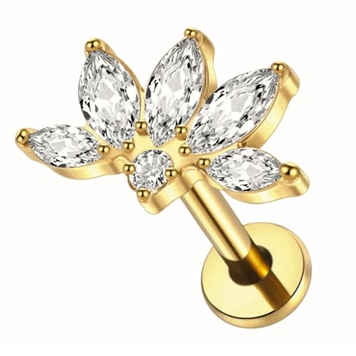 Nasenpiercing Titan Lippenstecker Ohrstecker piercing ring helix piercings –Silber- Gold-septum piercing- Stilvolles Design- piercing ohr (Gold| Blume) von Medinah