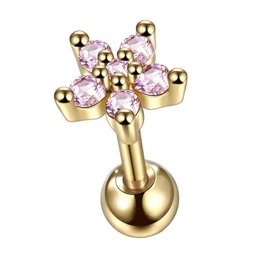 Nasenpiercing Titan Lippenstecker Ohrstecker piercing ring helix piercings –Silber- Gold-septum piercing- Stilvolles Design- piercing ohr (Gold | Rose Zirkonia) von Medinah