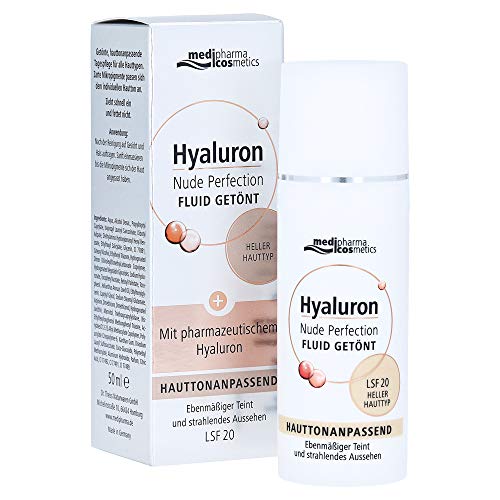 medipharma cosmetics Hyaluron Nude Perfection Fluid getönt LSF 20 – leichte Tagespflege für helle Haut mit Hyaluronsäure, feuchtigkeitsspendend, 50 ml von Medipharma Cosmetics
