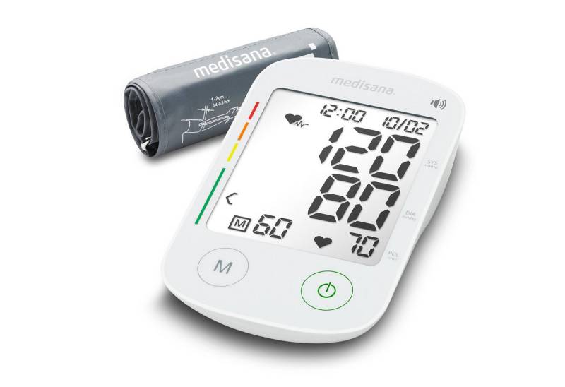 Medisana Oberarm-Blutdruckmessgerät BU 535 Voice, Sprachausgabe, unregelmäßige Herzschlaganzeige, Je 120 Speicherplätze von Medisana