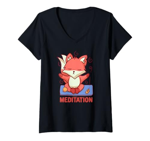 Damen Meditation - Lustige Meditation T-Shirt mit V-Ausschnitt Damen Meditation - Lustige Meditation T-Shirt mit V-Ausschnitt von Meditation Funny