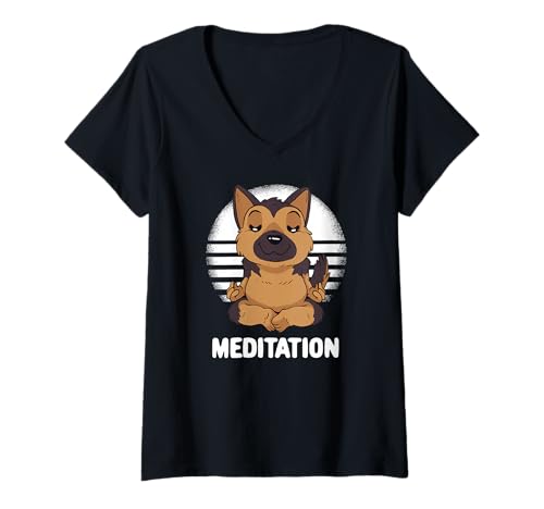 Damen Meditation - Lustige Meditation T-Shirt mit V-Ausschnitt Damen Meditation - Lustige Meditation T-Shirt mit V-Ausschnitt von Meditation Funny