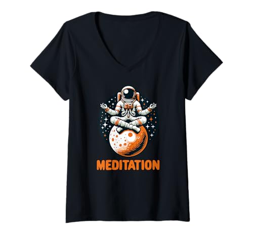 Damen Meditation - Lustige Meditation T-Shirt mit V-Ausschnitt von Meditation Funny