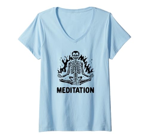 Damen Meditation - Lustige Meditation T-Shirt mit V-Ausschnitt von Meditation Funny