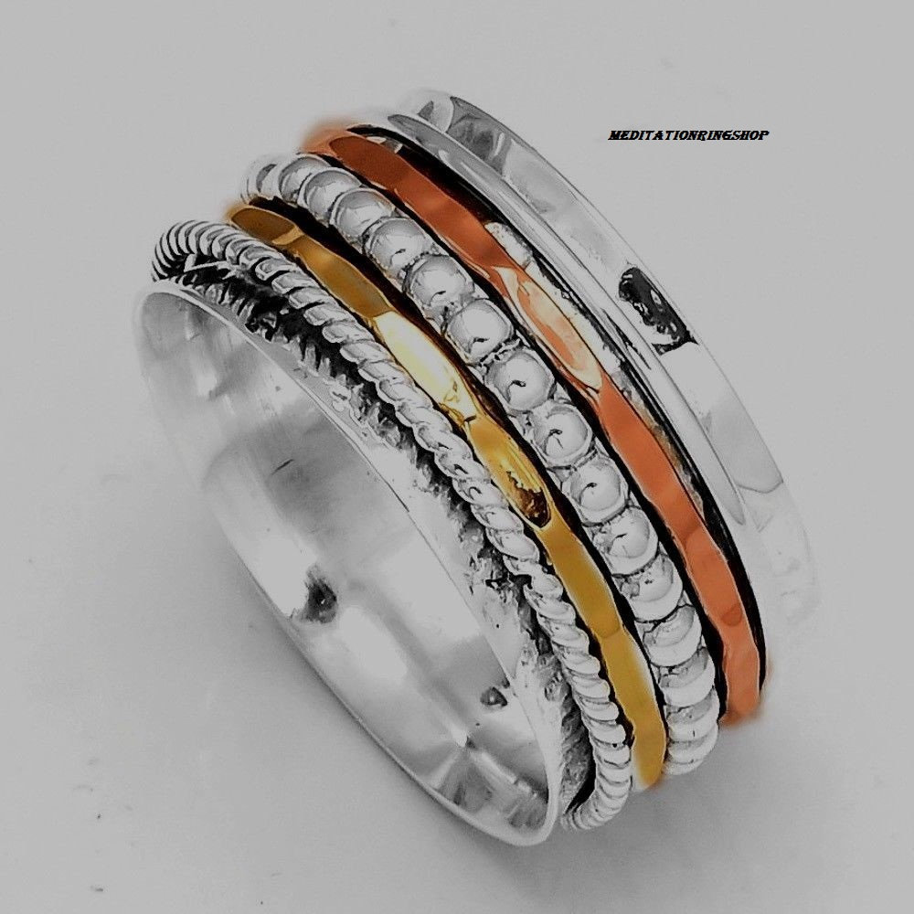 Silver Copper Brass Spinner Band Ring, 925 Sterling Hammered Handmade Christmas Jewelry, Gift For Purpose Silver Copper Brass Spinner Band Ring, 925 Sterling Hammered Handmade Christmas Jewelry, Gift For Purpose von Silverjewellery30