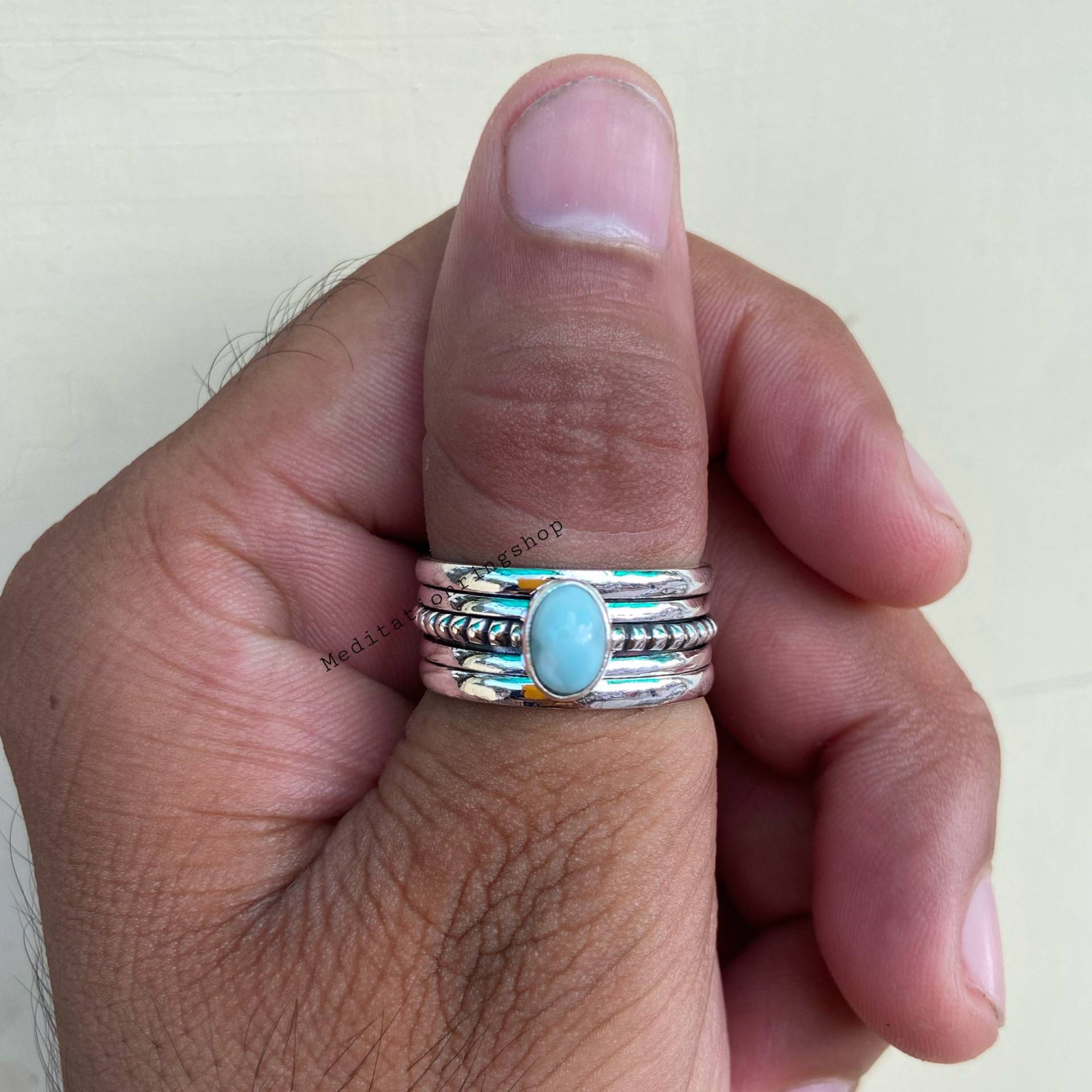 Larimar Gemstone 925 Sterling Silver Spinner Ring Handmade Meditation Thumb Men Women Good Quality Free Shipping Larimar Gemstone 925 Sterling Silver Spinner Ring Handmade Meditation Thumb Men Women Good Quality Free Shipping von Silverjewellery30