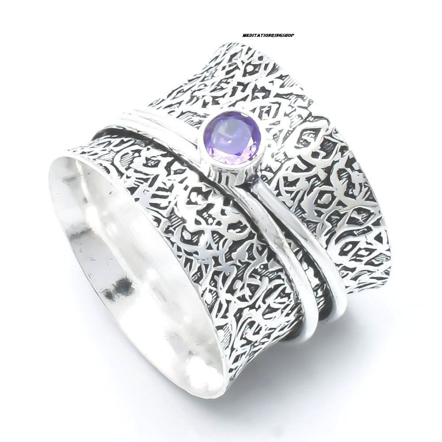 Amethyst Spinner Band Ring, 925 Sterling Silver Handmade Gemstone Jewelry, Christmas Statement Gift Her Amethyst Spinner Band Ring, 925 Sterling Silver Handmade Gemstone Jewelry, Christmas Statement Gift Her von Silverjewellery30