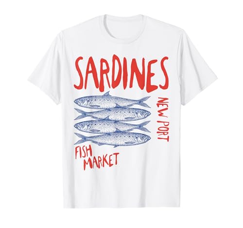 Sardinen Fisch Retro Vintage Meer Sommer Damen T-Shirt von Mediterran Strand Meeresfrüchte