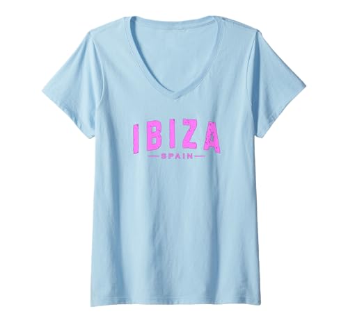 Damen Ibiza Spanien Balearen Urlaub Sommer Strand T-Shirt mit V-Ausschnitt Damen Ibiza Spanien Balearen Urlaub Sommer Strand T-Shirt mit V-Ausschnitt von Mediterranean Island Ibiza Souvenirs