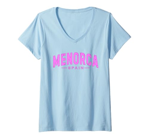 Damen Menorca Spanien Balearen Urlaub Sommer Strand T-Shirt mit V-Ausschnitt Damen Menorca Spanien Balearen Urlaub Sommer Strand T-Shirt mit V-Ausschnitt von Mediterranean Island Menorca Souvenirs