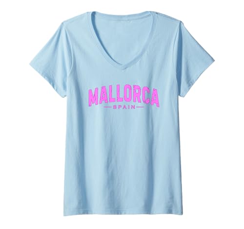 Damen Mallorca Spanien Balearen Urlaub Sommer Strand T-Shirt mit V-Ausschnitt Damen Mallorca Spanien Balearen Urlaub Sommer Strand T-Shirt mit V-Ausschnitt von Mediterranean Island Souvenirs Souvenir