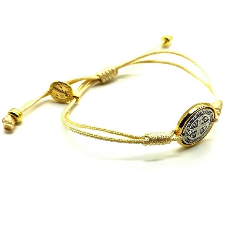 st. Benedikt Segen Armband, Gold/Silber Ton Medaille, Verstellbares San Benito Schutzarmband von MedjugorjeStoneGifts