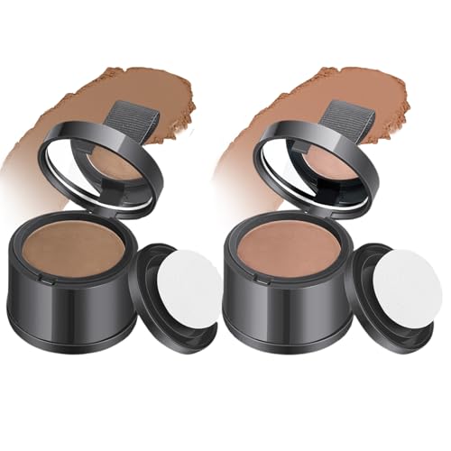 2pcs Wurzel-Aufsenderpulver Windschutz & schweißdes Haaransatz für Frauen Wen natürlicher färblicher Haarausfall Concealer Dünnungs Haaransatz, hellbraunes Haar, Haarvolumizer von Mednkoku