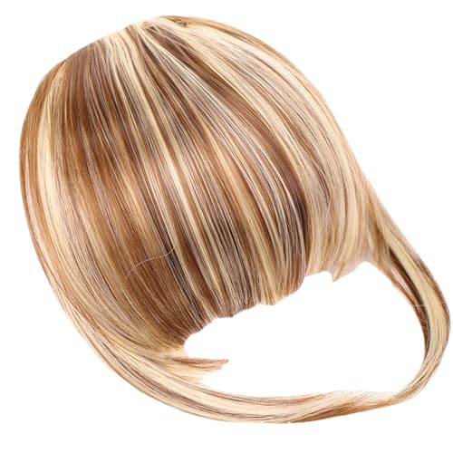 Clip in Fransen, Clip in Fringe Highstemperaturfaser Clip in Pony mit Tempel Haar atmungsaktiven natürlichen Look gefälschte flache Pony vorne Gesicht FAKE FANGE FÜR Women Girl Style11 von Mednkoku
