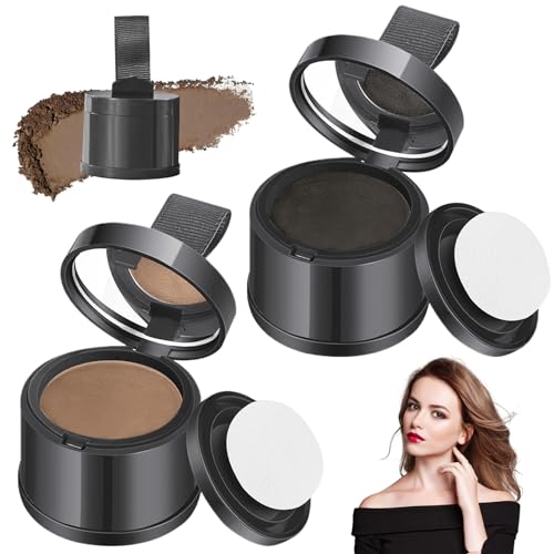 Haaransatzpulver 2pcs Magic Wurzel Deck schwarz ＆ leichte Kaffee Haarvolumen Pulver Schweißsicheres Haaransatzpulver für Frauen Verbergen sofort Haarausfall Haarvolumen Pulver von Mednkoku