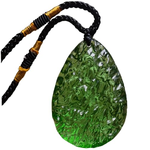 Mednkoku Moldavit -Halskette, grünes Glas unregelmäßiger Form Moldavitkristallanhänger mit Halskette, Moldavit -Edelstein - raues Kristallergie Stein, Edelsteinkette von Mednkoku