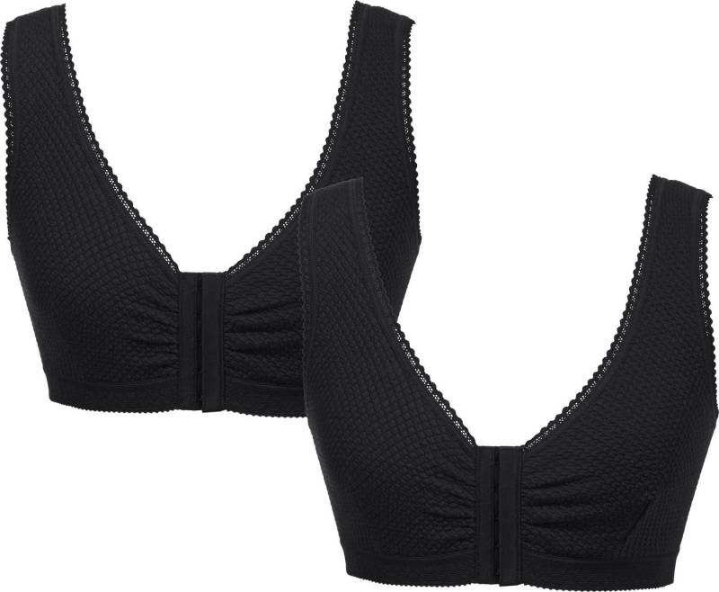 Medovital Bügel-BH Vorderverschluss-BH ohne Bügel 2er-Pack Uni von Medovital