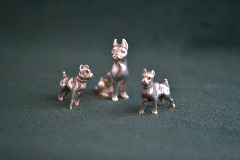Hunde, Sterling Silber Hundefigur, 925 Schmuckset Silber, Hund Figuren Für Dekoration, Hunde-Liebhaber-Schmuck, Handwerker Schmuck von MedusaFineJewelry