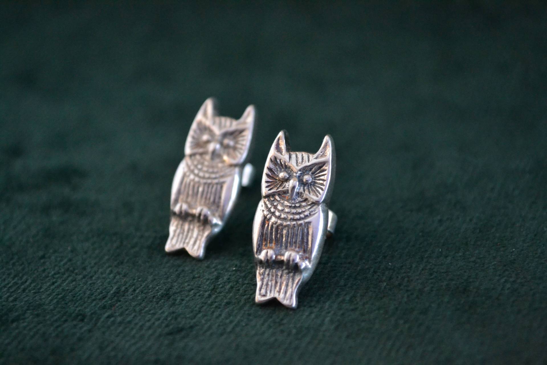 sterling Silber Eule Ohrringe, Ohrstecker, Frauen Owl Einzigartigen Schmuck von MedusaFineJewelry