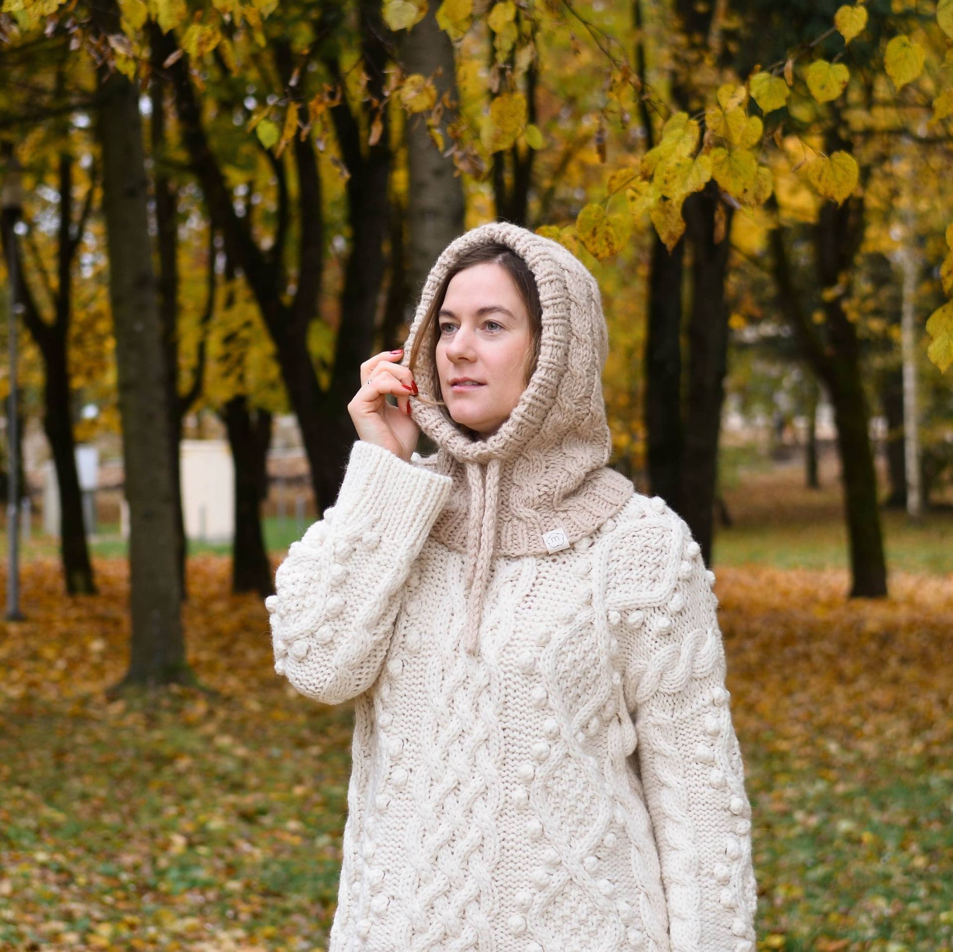 Dicke Grobstrick Balaclava Haube Für Frauen, Handgestrickte Paar Mütze, Alpaka Wolle, Warme Zopfmuster Unisex Geschenk von Medvilniukas