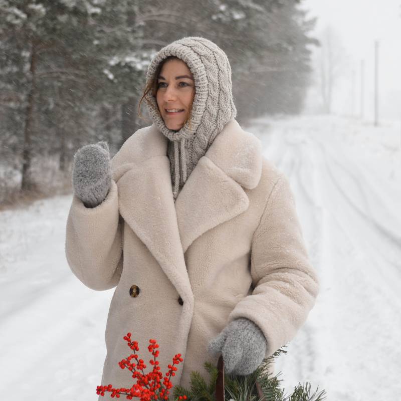 Grobstrick Alpaka Wolle Balaclava Und Fäustlinge Im Set Für Frauen Männer, Handgefertigte Passende Handschuhe Helmmütze, Helm, Winter-Accessoire von Medvilniukas