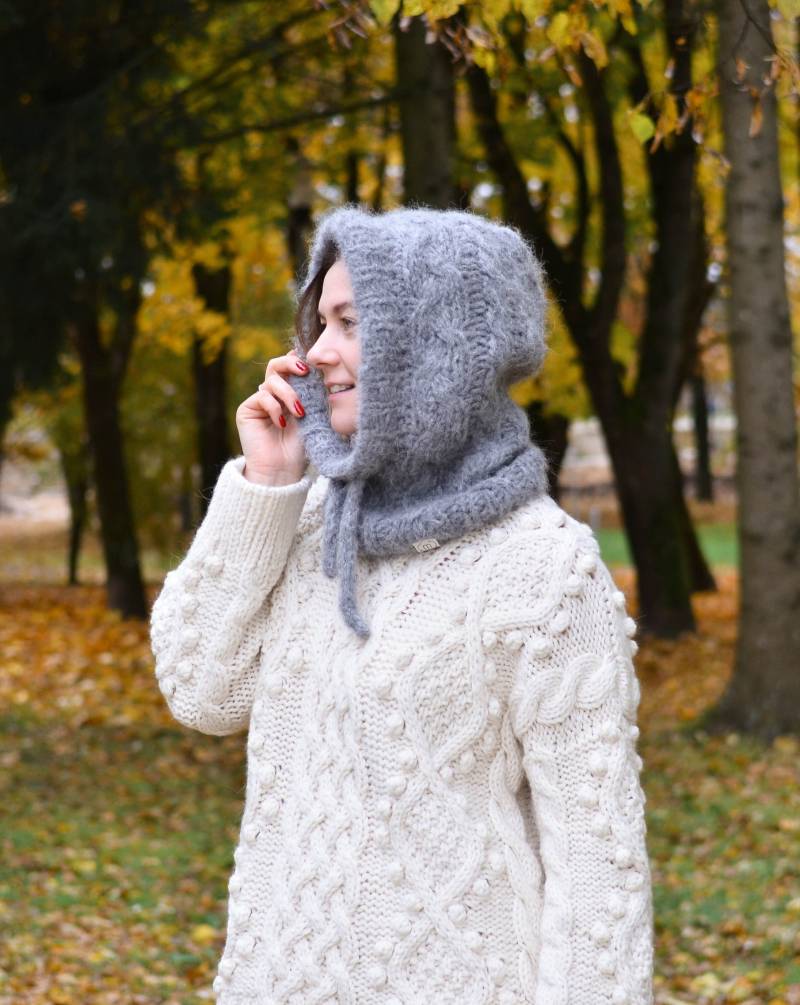 Handgemachte Flauschige Slouchy Balaclava Mütze Alpaka Für Frauen Und Männer, Gestrickte Mohair Helmmütze, Geschenk Zum Valentinstag Ihn von Medvilniukas