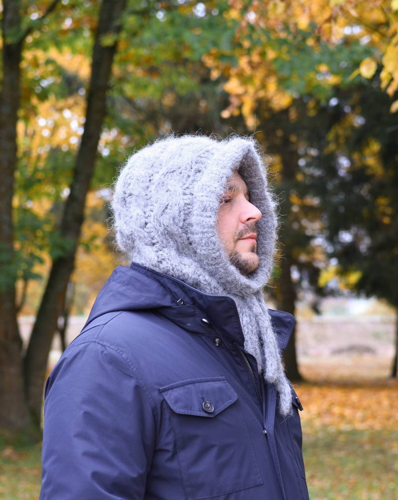 Handgemachte Flauschige Slouchy Balaclava Mütze Für Männer Und Frauen, Gestrickte Übergroße Mohair Helmhaube, Geschenk Zum Valentinstag Ihn von Medvilniukas