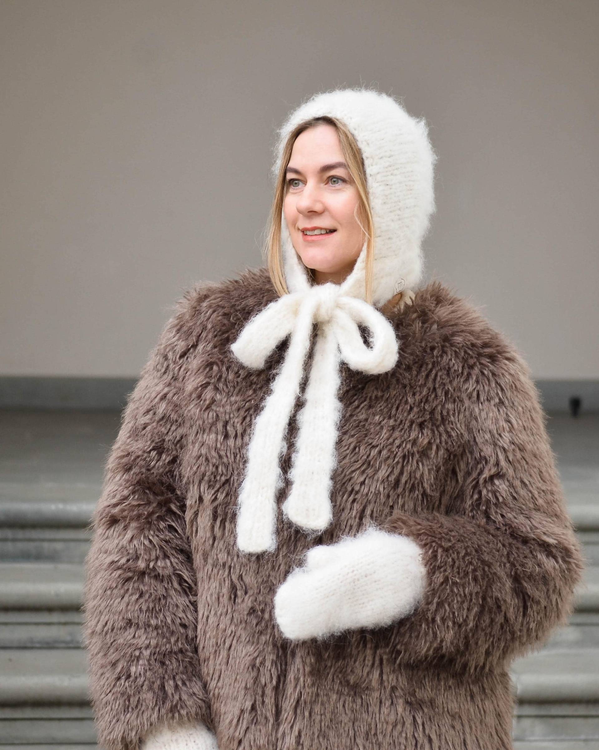 Handgemachte Grobstrick Mütze, Balaclava Mohair Wolle Fliege, Helm Für Erwachsene von Medvilniukas