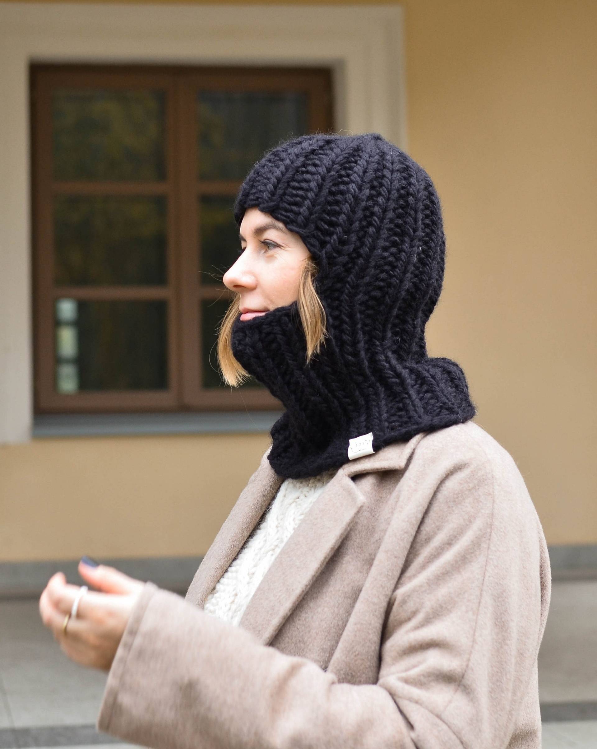 Handgestrickte Wollhaube Balaclava Für Damen Und Herren, Handgestrickte Grobstrick Mütze, Skimaske, Valentinstagsgeschenk Paare von Medvilniukas