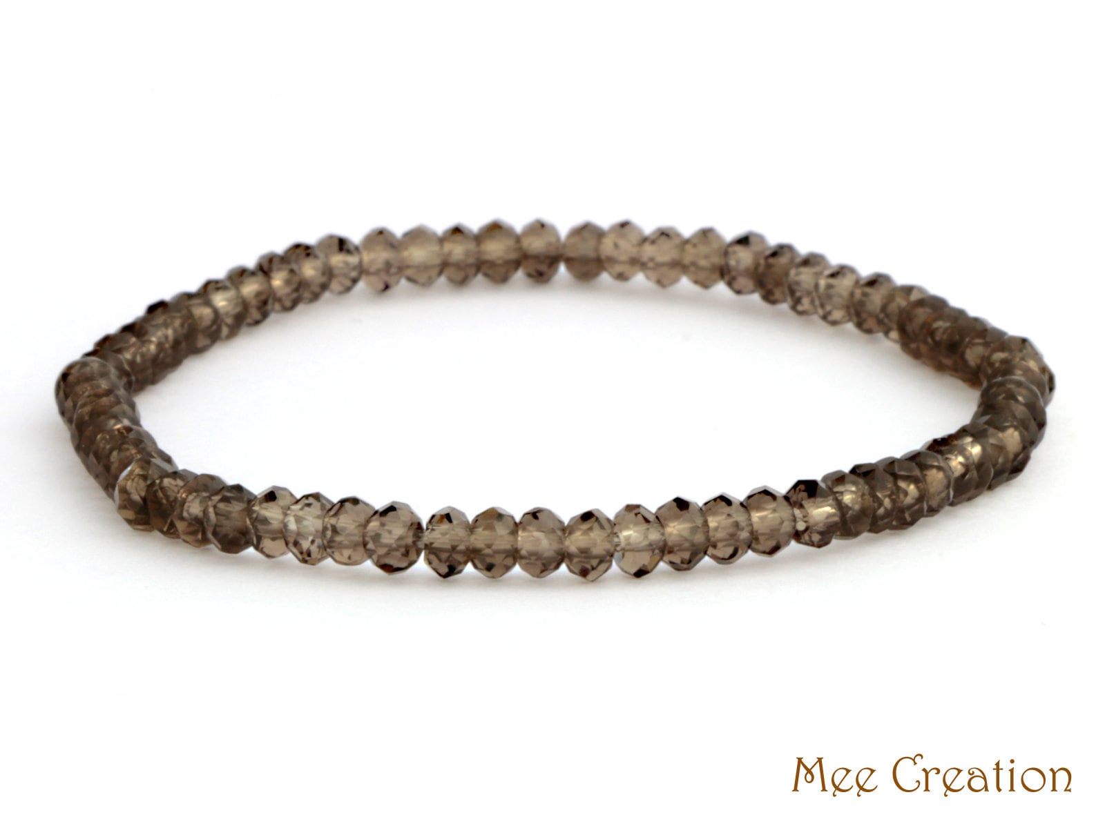 Echte Rauchige Quarz Armband, Zierliche Schmuck, Braun Rauch Quarz Stapelbar Heilung Chakra Kristall Perle Stretch Brace von MeeCreation