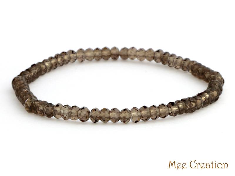 Echte Rauchige Quarz Armband, Zierliche Schmuck, Braun Rauch Quarz Stapelbar Heilung Chakra Kristall Perle Stretch Brace von MeeCreation