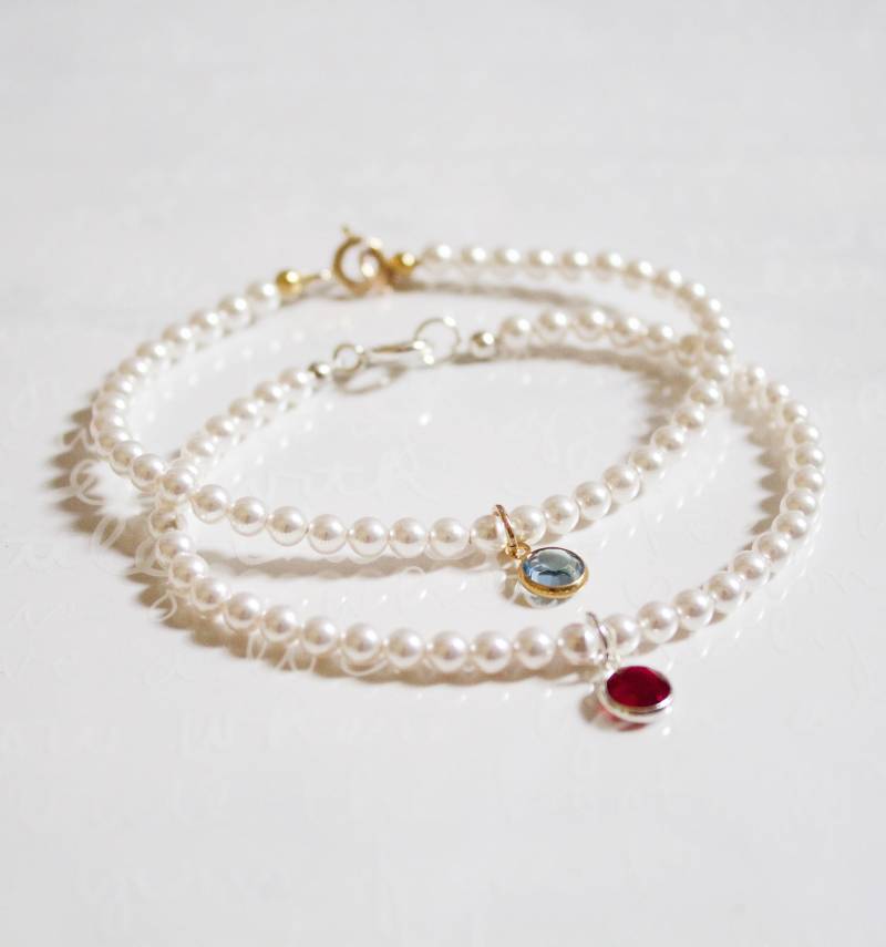 Perle Geburtsstein Armband Swarovski Kristall, Sterling Silber Verschluss Perle Geburtsstein Armband Swarovski Kristall, Sterling Silber Verschluss von MeePearls