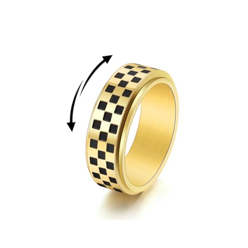 MeeQee Edelstahl Spinner Ringe Stressabbau und Anti-Angst-Ringe Fidget Band Ring für Damen Herren Polierte Schwere Zappelringe für Stress Schmuck Geschenk (Gold, 9) von MeeQee