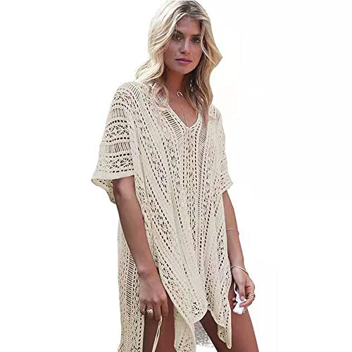 MeeQee Frauen gestrickte Strand Kleid Sommer Strand Poncho Strand Urlaub Badeanzug V-Ausschnitt Hollow Out Bikini Cover Ups von MeeQee