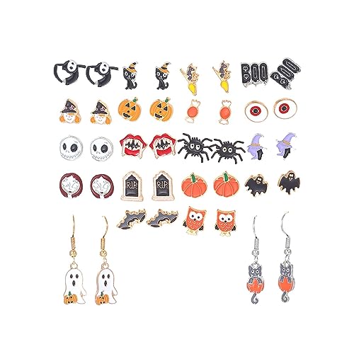 MeeQee Ohrringe für Damen 20 Paar Halloween-Ohrstecker-Set Geist Tropfen Ohrhänger Legierungsmaterial Hypoallergen Ohrstecker Halloween Schmuck von MeeQee