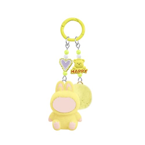 MeeQee Plüsch Schlüsselanhänger Kuscheltier Anhänger Monster Plüschpuppe Keychains Kawai Geschenk für Handy, Schlüssel, Taschen Dekora (Gelb, Einheitsgröße) von MeeQee