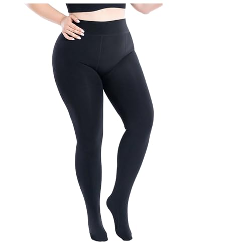 MeeQee Thermostrumpfhosen für Damen Dicke Warme Fleece Gefütterte Blickdicht Leggins Strumpfhose Weiche Elastisch Plus Größen Strumpfhosen Hoch Tailliert Tummy Control Winter Thermo Pantyhose von MeeQee