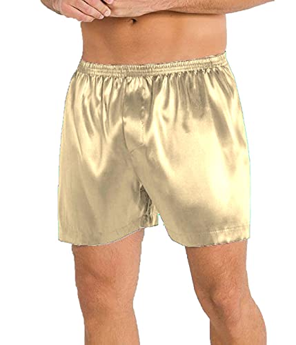 MEEK MERCERY BY KF Satin-Herren-Kurzhose, Nachtkleidung, Kurze Lounge-Hose, Satin-Boxer-Unterhose S53 von MEEK MERCERY BY KF