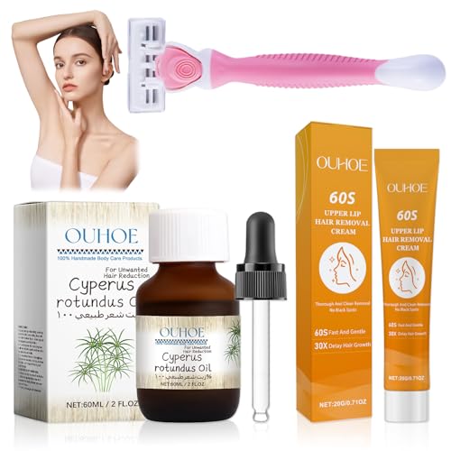 2 Stück Cyperus Rotundus Oil, mit Enthaarungscreme Gesicht und Spatel, Reines Cyperus Öl zur Haarentfernung, Haarentfernung Gesicht Damen, Reduzierung Des Körperhaarwachstums 2 Stück Cyperus Rotundus Oil, mit Enthaarungscreme Gesicht und Spatel, Reines Cyperus Öl zur Haarentfernung, Haarentfernung Gesicht Damen, Reduzierung Des Körperhaarwachstums von Meemion