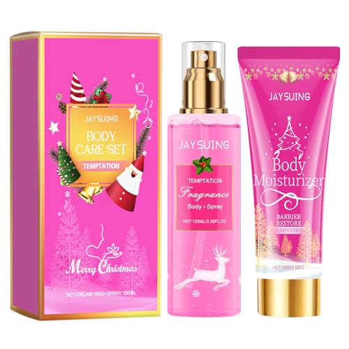 Bio Wildrose Bodylotion mit Body Spray Frauen,Naturkosmetik Körperpflege Lotion,Lang Anhaltender Duftspray,Straffend Körperlotion Glättet die Haut,Geschenkset Frauen von Meemion