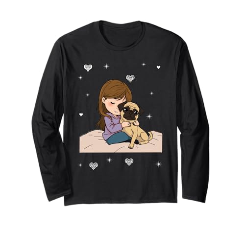 Mädchen mit Mops, Hund Langarmshirt von Meer Lifestyle