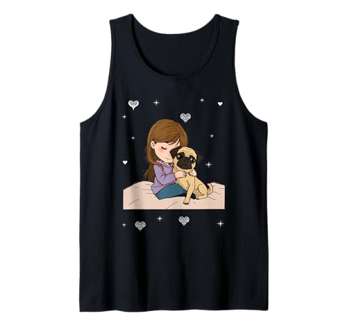 Mädchen mit Mops, Hund Tank Top von Meer Lifestyle
