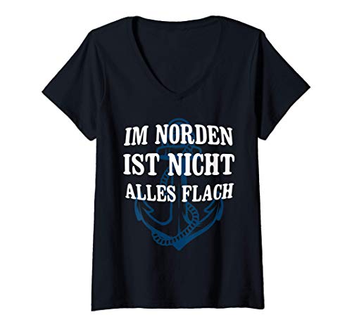 Damen Strand Im Norden Ist Nicht Alles Flach Urlaub Meer Küste T-Shirt mit V-Ausschnitt Damen Strand Im Norden Ist Nicht Alles Flach Urlaub Meer Küste T-Shirt mit V-Ausschnitt von Meer Nordsee Ostsee Anker Strand Moin Urlaub Küste