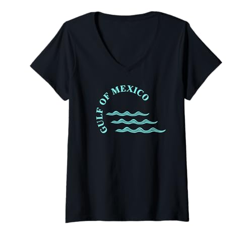 Damen Golf von Mexiko Wellen Vintage Strand T-Shirt mit V-Ausschnitt Damen Golf von Mexiko Wellen Vintage Strand T-Shirt mit V-Ausschnitt von Meeresbucht Wellen Golf von Mexiko